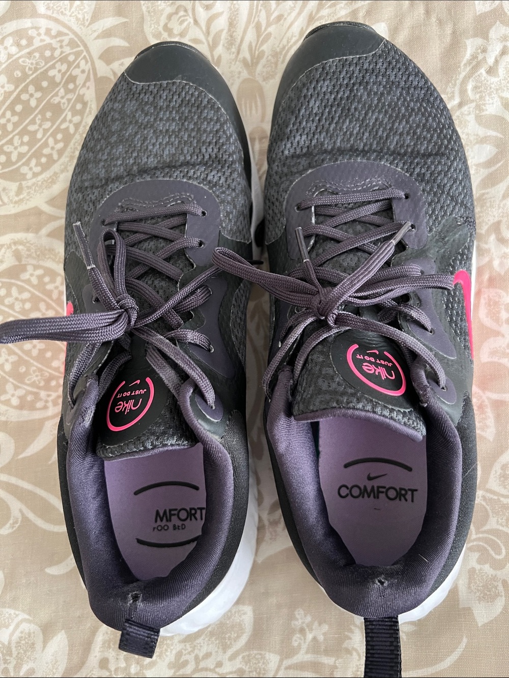 Nike Women’s Athletic Sneakers in Charcoal with Pink Accents